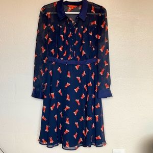 ModCloth Chiffon Long-sleeve dress in Foxes